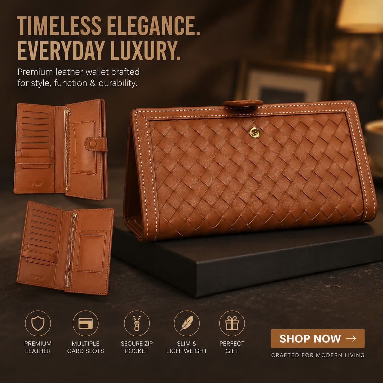 100% Leather wallet,Premium Leather Wallet – Timeless Elegance, Everyday Luxury