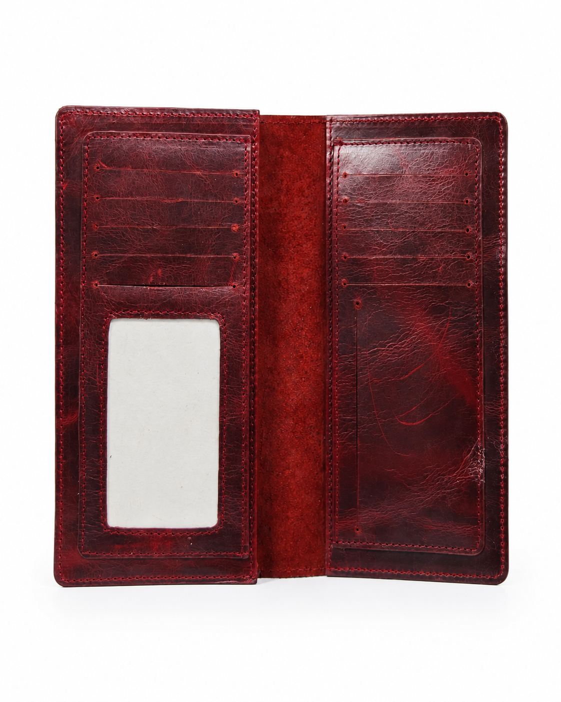 Premium Maroon Genuine Leather Long Wallet – Elegant, Slim & Functional