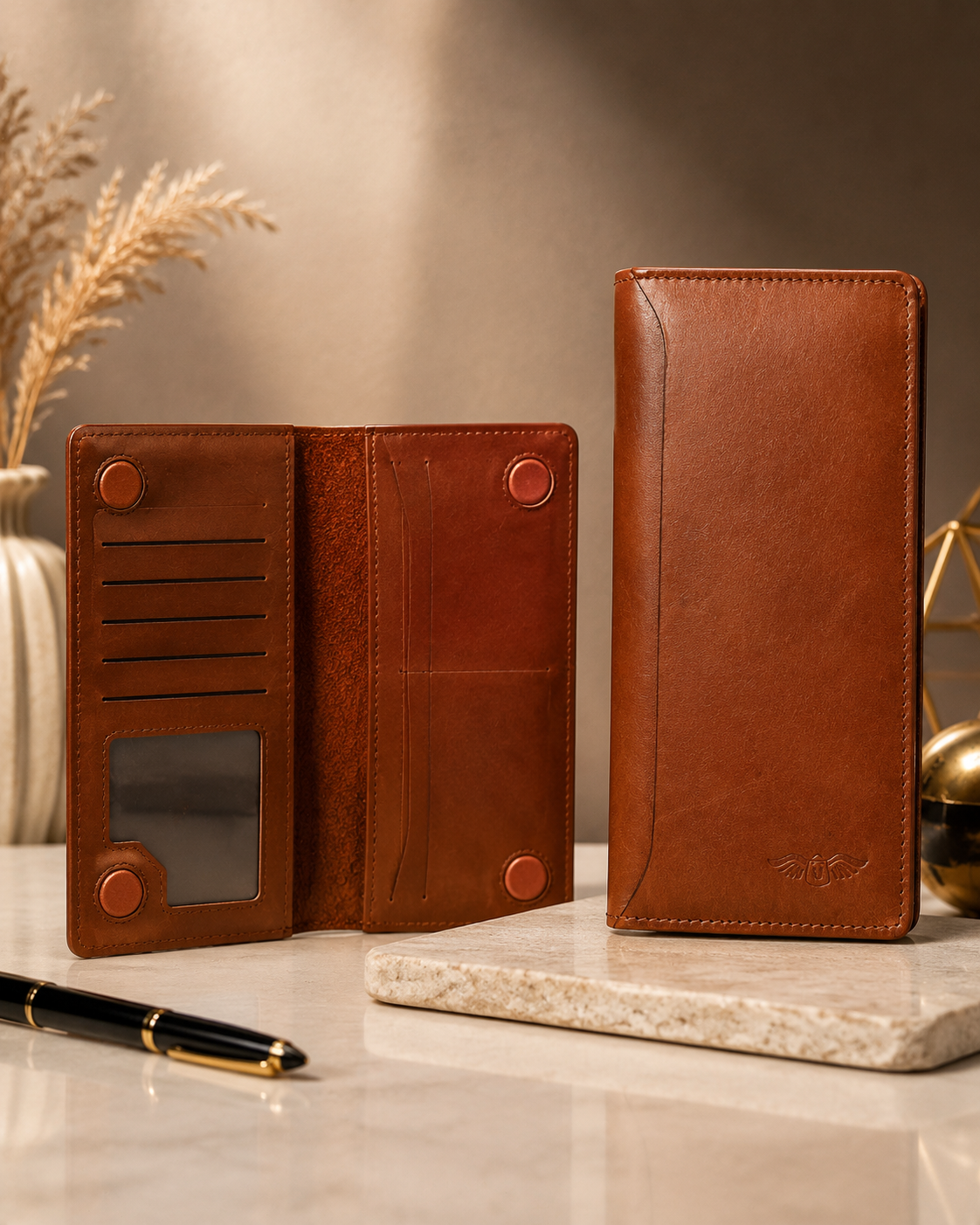 Premium Maroon Genuine Leather Long Wallet – Elegant, Slim & Functional