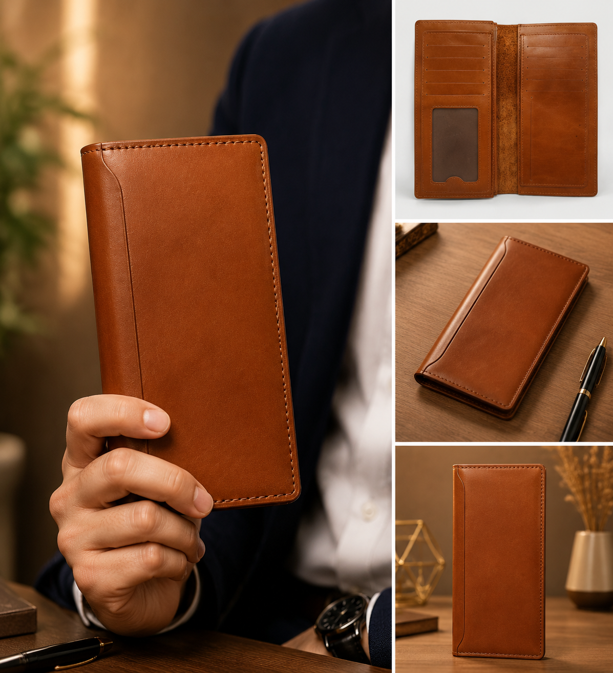 Premium Maroon Genuine Leather Long Wallet – Elegant, Slim & Functional