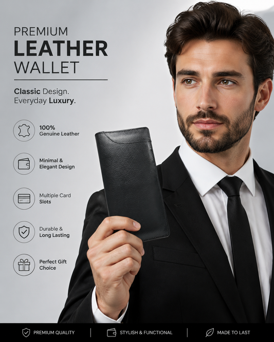 Premium Genuine Leather Men's Long Wallet