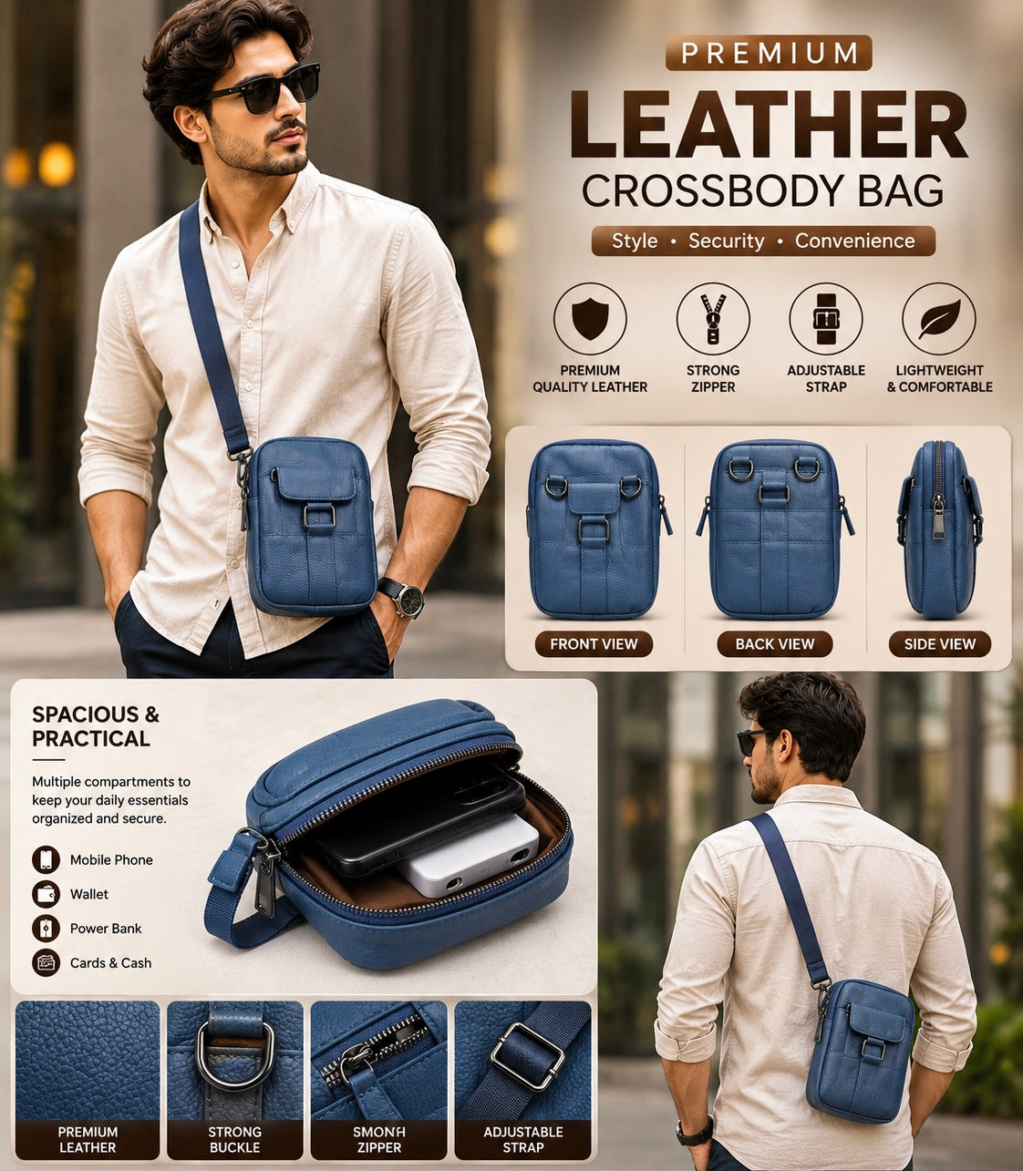 Premium Leather Cross-body Bag